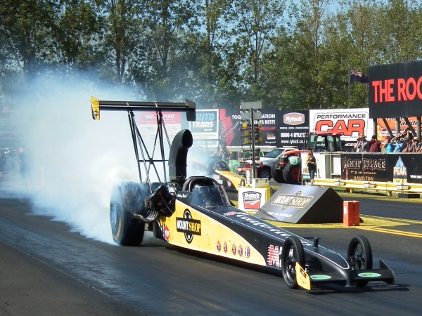 Anthony Marsh defeated Chris Johnston to win the Mount Shop Top Alcohol final, but the car was destroyed when his throttle stuck open