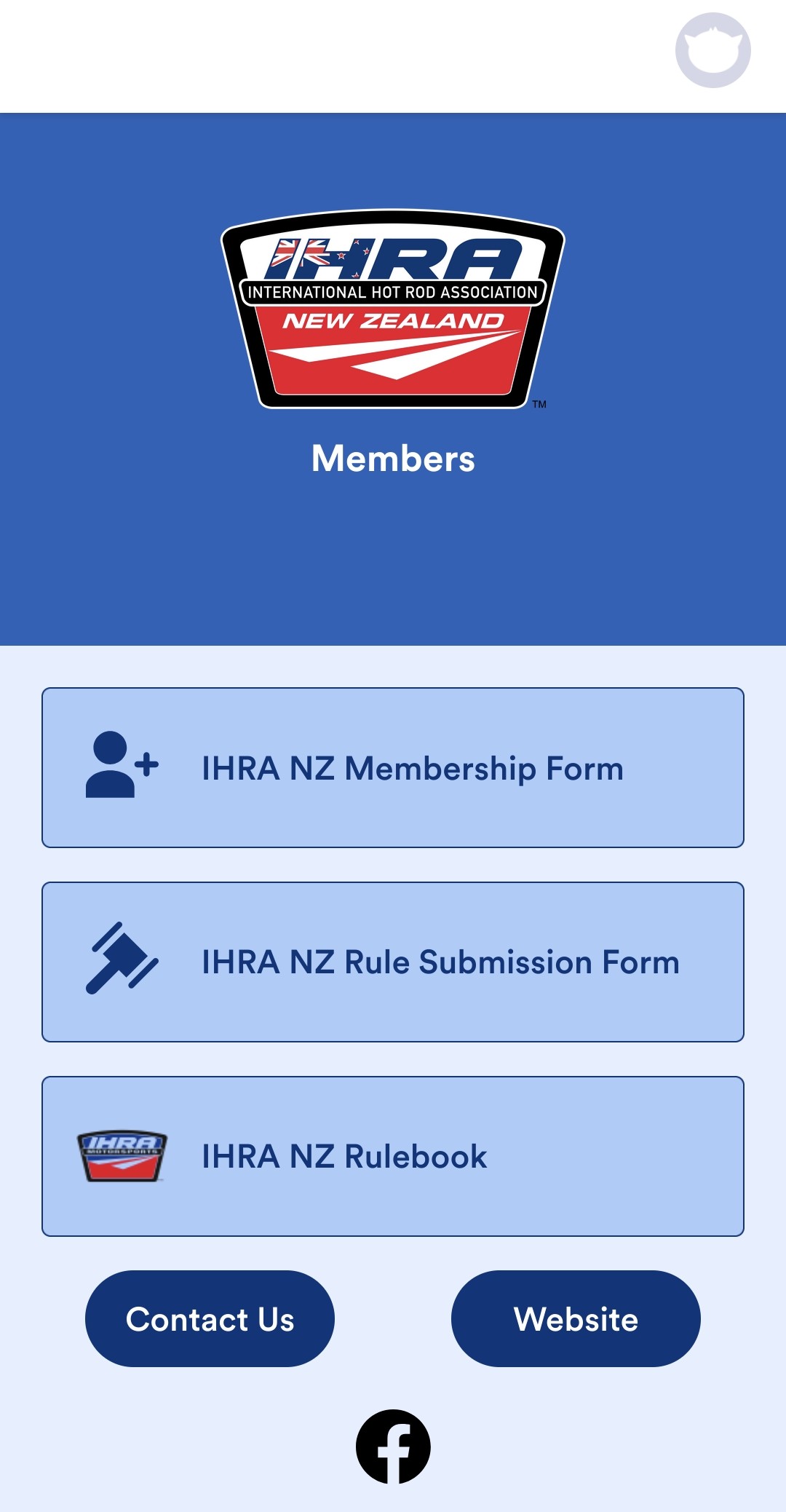 IHRA NZ App screen